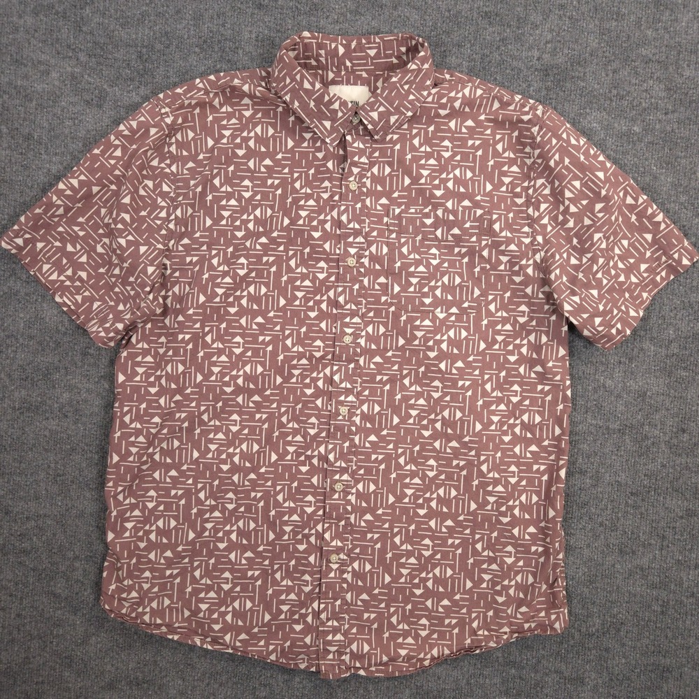 Katin Shirt Mens XL Mauve Geometric Print AOP Short Sleeve Button Up Casual